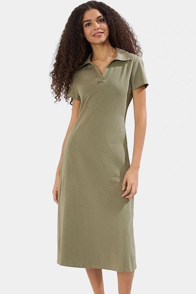 PayBuy Women's Polo Neck Knitted Midi Dress Cotton Comfortable Daily Use of Distinguished Material