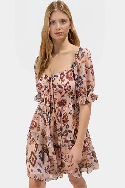 PayBuy Floral Mini Dress Lined Short Sleeve Woven Summer Carefully Selected Perfect Fit
