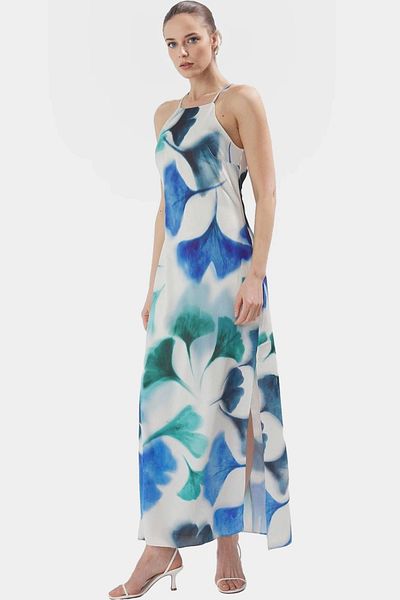 PayBuy A Line Maxi Dress Halter Neckline Woven Polyester Summer Premium Quality Professional Look