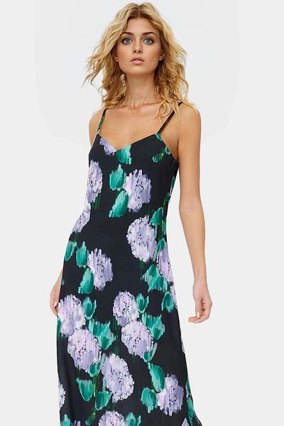PayBuy Maxi Multi Floral Print A-Line Satin Dress Premium Quality Zarifane Design for Summer Season