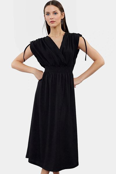 PayBuy Summer Midi Dress Knitted Polyester Fabric Elastic Waist a Line Premium Quality Carefully Selected