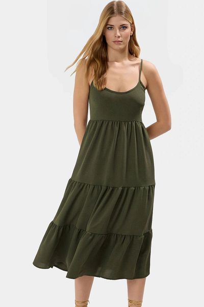 PayBuy Women Midi Length Skater Dress Polyester Woven Fabric Casual Style Premium Quality