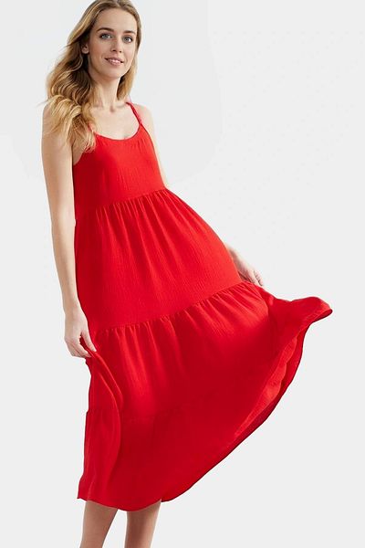 PayBuy Women Midi Length Skater Dress Polyester Woven Fabric Casual Style Premium Quality
