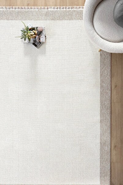 Eliz Home Beyaz Bej Yumuşak Yapılı Bordürlü Dokuma Halı Salon Mutfak Koridor ...