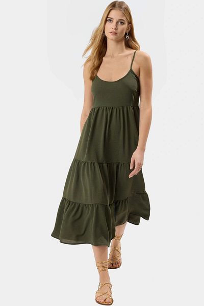 PayBuy Women Midi Length Skater Dress Polyester Woven Fabric Casual Style Premium Quality
