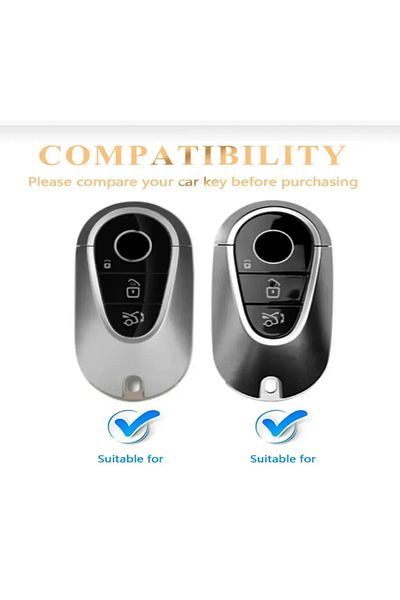 emii auto spare parts Mercedes C S Class W206 C200 W223 C300 S400 S450 S500 S480 Compatible Key Case - Black/Blue Line