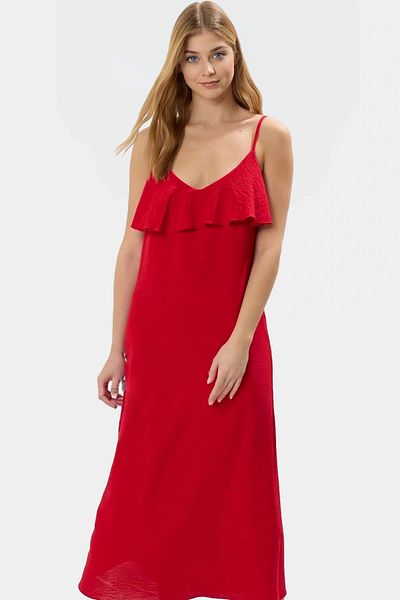 PayBuy Maxi Woven Dress V Neck Ruffle Design Casual Summer Wear Premium Quality Trend