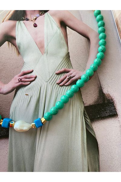 Pinery Jewels Turquoise Stone Large Beaded Summer Women's Necklace – Modern and Stylish Design