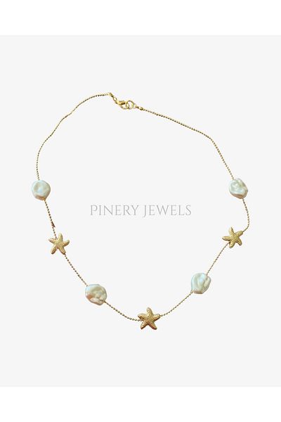 Pinery Jewels Summer Women's Necklace with Star Pearl – Modern and Stylish Design