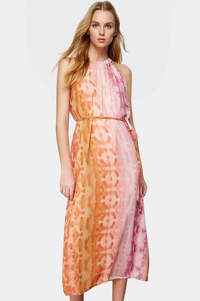 PayBuy Chiffon Maxi Dress Abstract Pattern Raglan Sleeve Halter Neck Summer Comfortable Cutout Modern Style