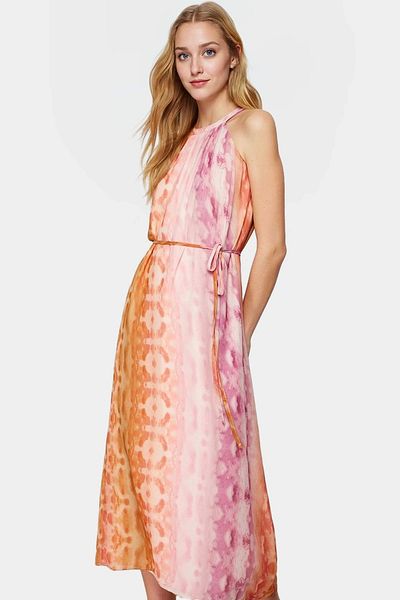 PayBuy Chiffon Maxi Dress Abstract Pattern Raglan Sleeve Halter Neck Summer Comfortable Cutout Modern Style