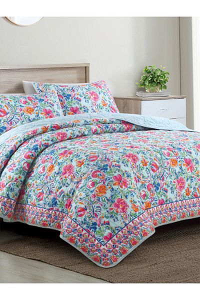 Bee Home Bed and Bath Aurora | 3 Pieces King Quilt Set - 270 X 234 Cm - Aurora Floral