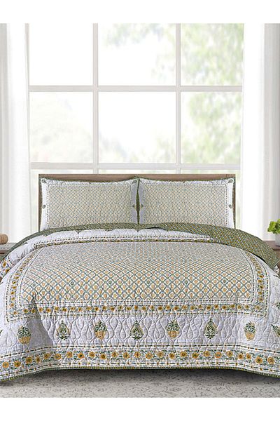 Bee Home Bed and Bath Floral | 3 Pieces King Quilt Set - 270 X 234 Cm - Floral Rust