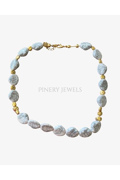 Pinery Jewels White Rough Stone Summer Women's Necklace – Modern and Stylish Design