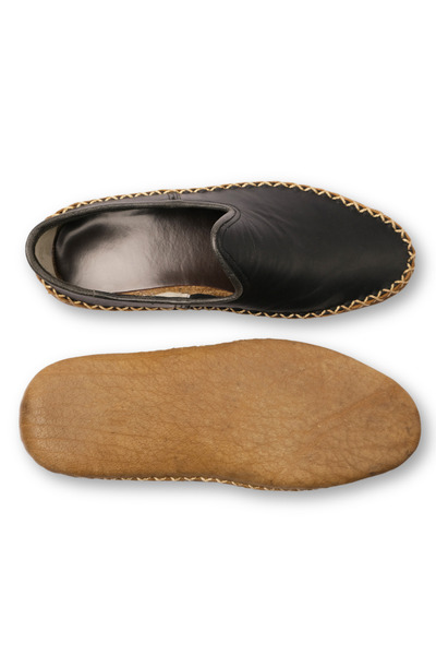 Atlas Handmade Shoes El Yapımı Hakiki Deri Çarık Model Unisex Siyah Ayakkabı / Yemeni Ayakkabı / Babet