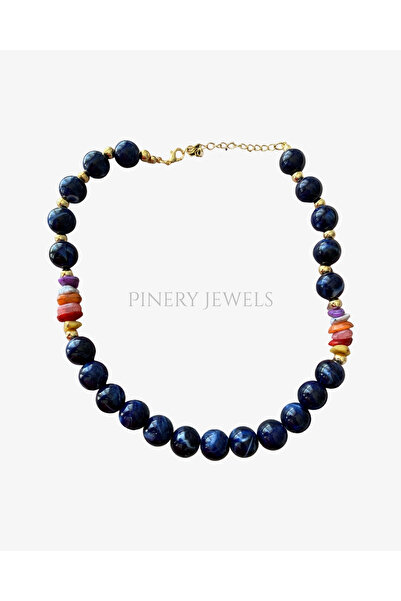 Pinery Jewels Navy Blue Big Beaded Summer Women's Necklace – Modern and Styli...