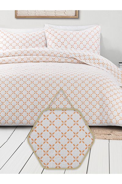 Bee Home Bed and Bath Papaya | 3 Pieces King Quilt Set - 270 X 234 Cm - Blush