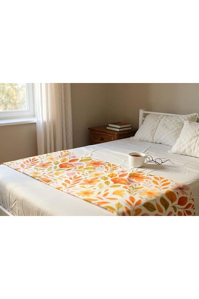 GMhome Floral Patterned Digital Print Bedspread - Bed Runner