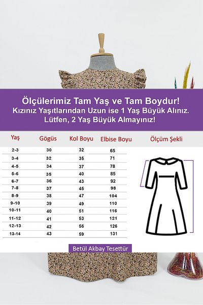 Betül Akbay Κοριτσίστικο φόρεμα βισκόζης 100% βαμβακερό χιτζάμπ Μοντέλο Amine Μακρύ ολόσωμο φόρεμα