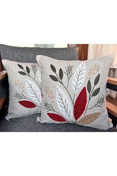 Mustgross Set de 2 huse de pernă din in brodat Bohemian Punch - 43x43 Cm