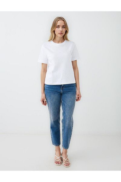 Jimmy Key White 100% Cotton Short Sleeve Basic Knitted T-Shirt