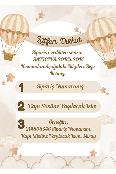 Bonika İstediğiniz Ismi Yazıyoruz - Bubble Ayıcıklı Ledli Bulut Bebek Kapı Süsü