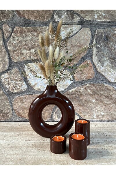 ERGİNCİ HOME Μποέμ Στυλ ΣΚΑΝΔΙΝΑΒΙΚΟ 1 μεγάλο βάζο 3 θήκες για κεριά Δώρο Pin...