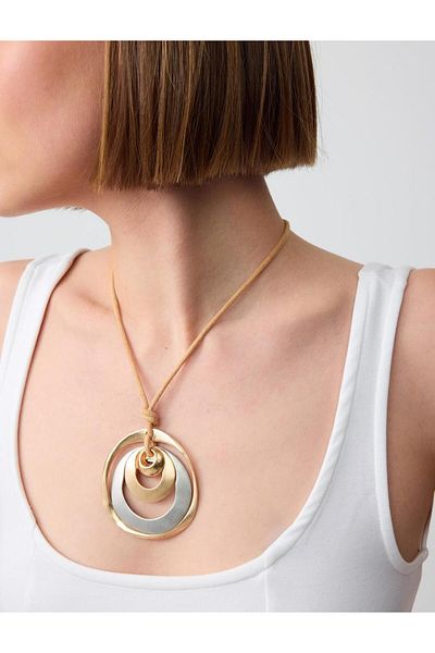 Jimmy Key Gold Color Multiple Round Figured Long Rope Necklace