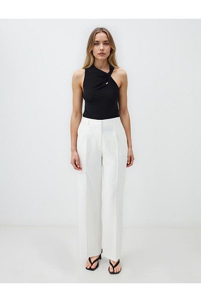 Jimmy Key White Regular Leg Regular Waist Woven Trousers