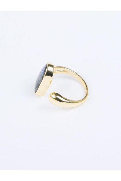 Jimmy Key Gold Color Enamel Detailed Stripe Figured Ring