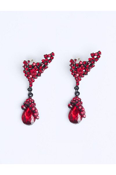 Jimmy Key Red Drop Figured Stone Earrings