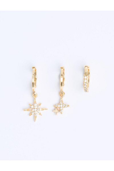 Jimmy Key Gold Color Starry Shiny Earring Set
