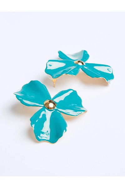 Jimmy Key Shiny Elegant Earrings with Green Flower Figure