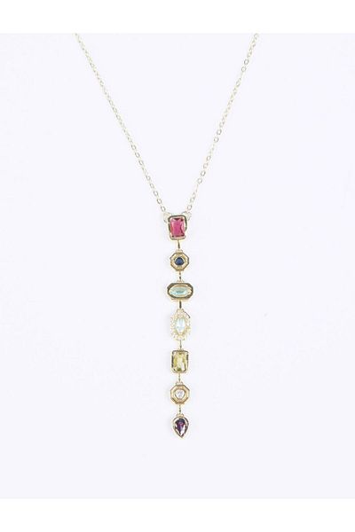 Jimmy Key Adjustable Necklace with Mixed Geometric Stone Figures