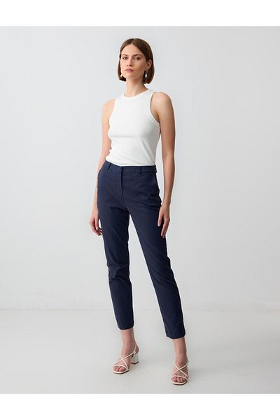 Jimmy Key Navy Blue Normal Waist Normal Leg Woven Gabardine Trousers