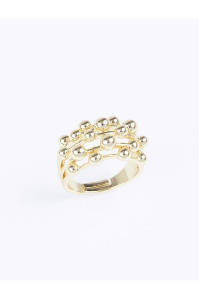 Jimmy Key Shiny Ring with Gold Color Metal Ball Detail