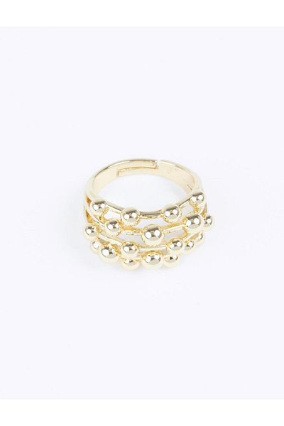 Jimmy Key Shiny Ring with Gold Color Metal Ball Detail