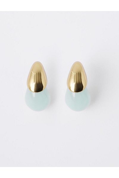 Jimmy Key Modern Cut Earrings with Gold Color Drop Figures