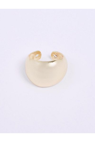 Jimmy Key Gold Color Curved Shiny Ring
