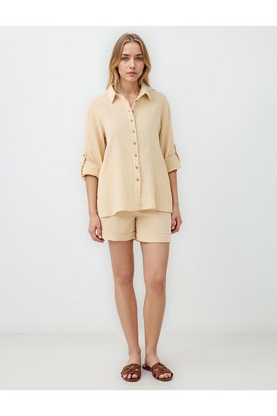 Jimmy Key Beige Straight Cut Regular Leg Shorts