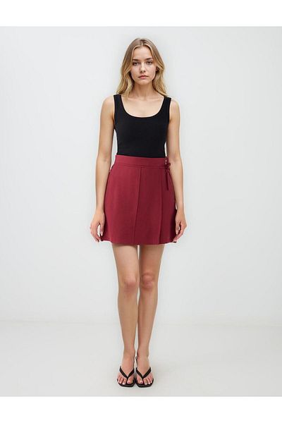 Jimmy Key Copper Regular Waist Straight Cut Woven Mini Skirt