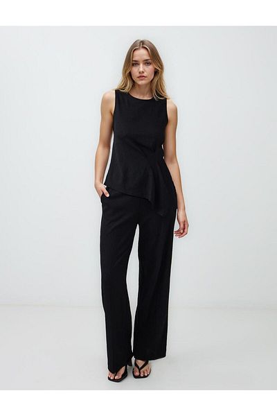 Jimmy Key Black Crew Neck Sleeveless Knitted Blouse
