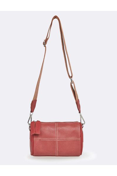 Jimmy Key Leather Look Messenger Bag with Orange Stitch Detail