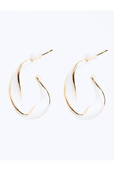 Jimmy Key Gold Color Twist Detailed Half Hoop Earrings