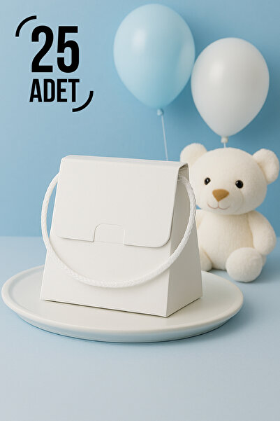 ByMeyla 25 Adet Konsept Özel Tasarım Hediye Kutusu Çanta Boş Karton Hediye Paketi Hediyelik Beyaz