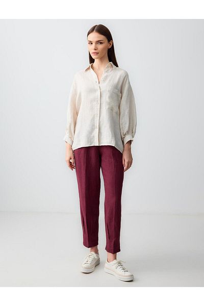 Jimmy Key Loose Stone Collar Linen Shirt