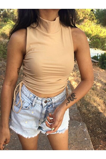 moneta boutique Bez rukava, bočni Naborano ženski top