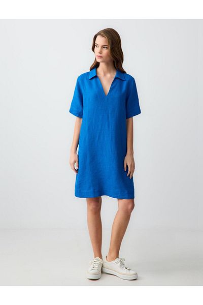 Jimmy Key Rochie mini cu mânecă scurtă, 100% in, cu decolteu în V
