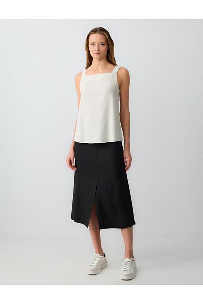 Jimmy Key Stone Relaxed Fit Square Neck Sleeveless Linen Blend Blouse