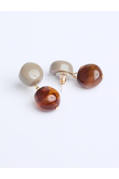 Jimmy Key Modern Dangle Earrings with Orange Ball Figure